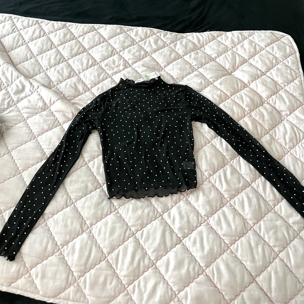 NWT Rhinestone Mesh Top